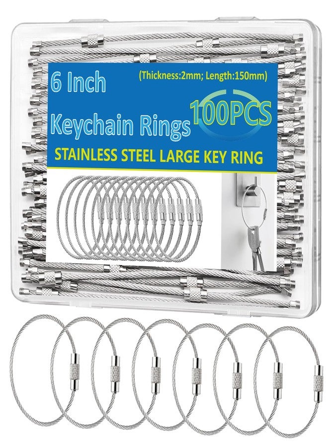 Seept 50 Pack Key chain 6 inch Keychain Rings 2mm Stainless Steel Large Key Ring for Key Tags,Keyrings, Luggage Tags,ID Tag Keepers,Car Keys Wire Keychain Cable Packed in Box - Image 1